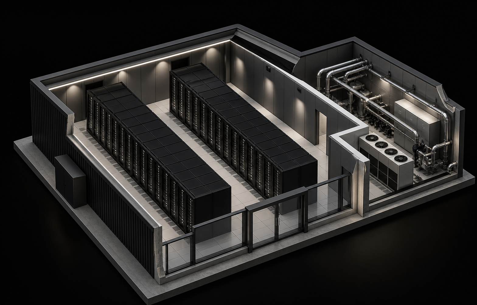 AI-generated illustration of modular data-center infrastructure