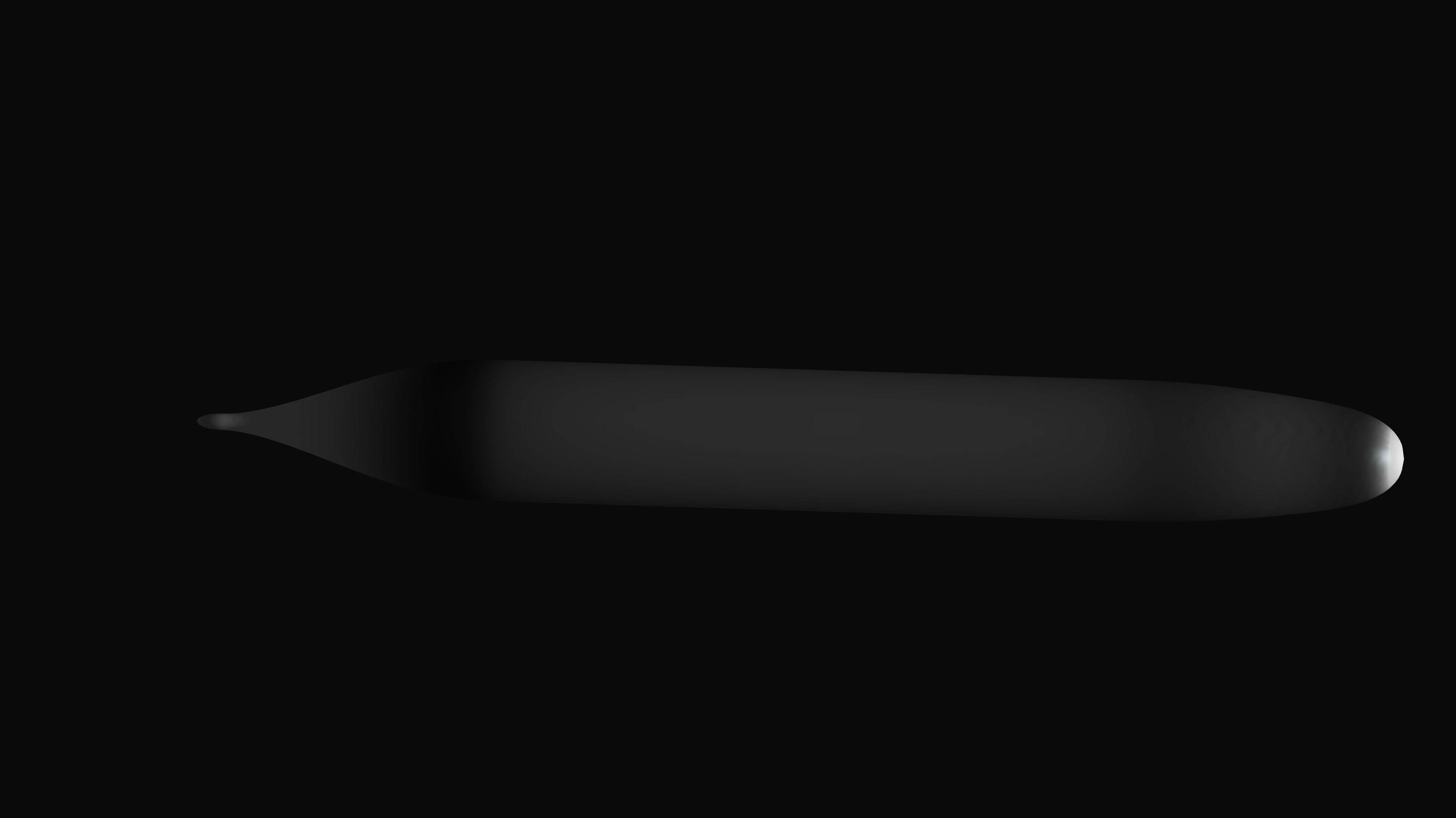 Computed pressure coefficient field on the SUBOFF hull